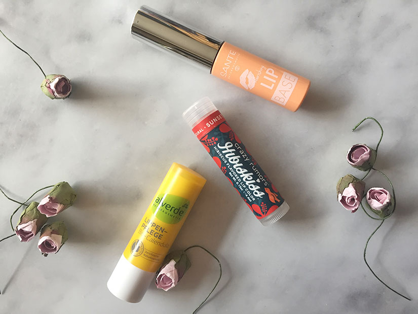 Балсам за устни Crazy Rumors Hibiskiss, Alverde невен и Sante Lip Base
